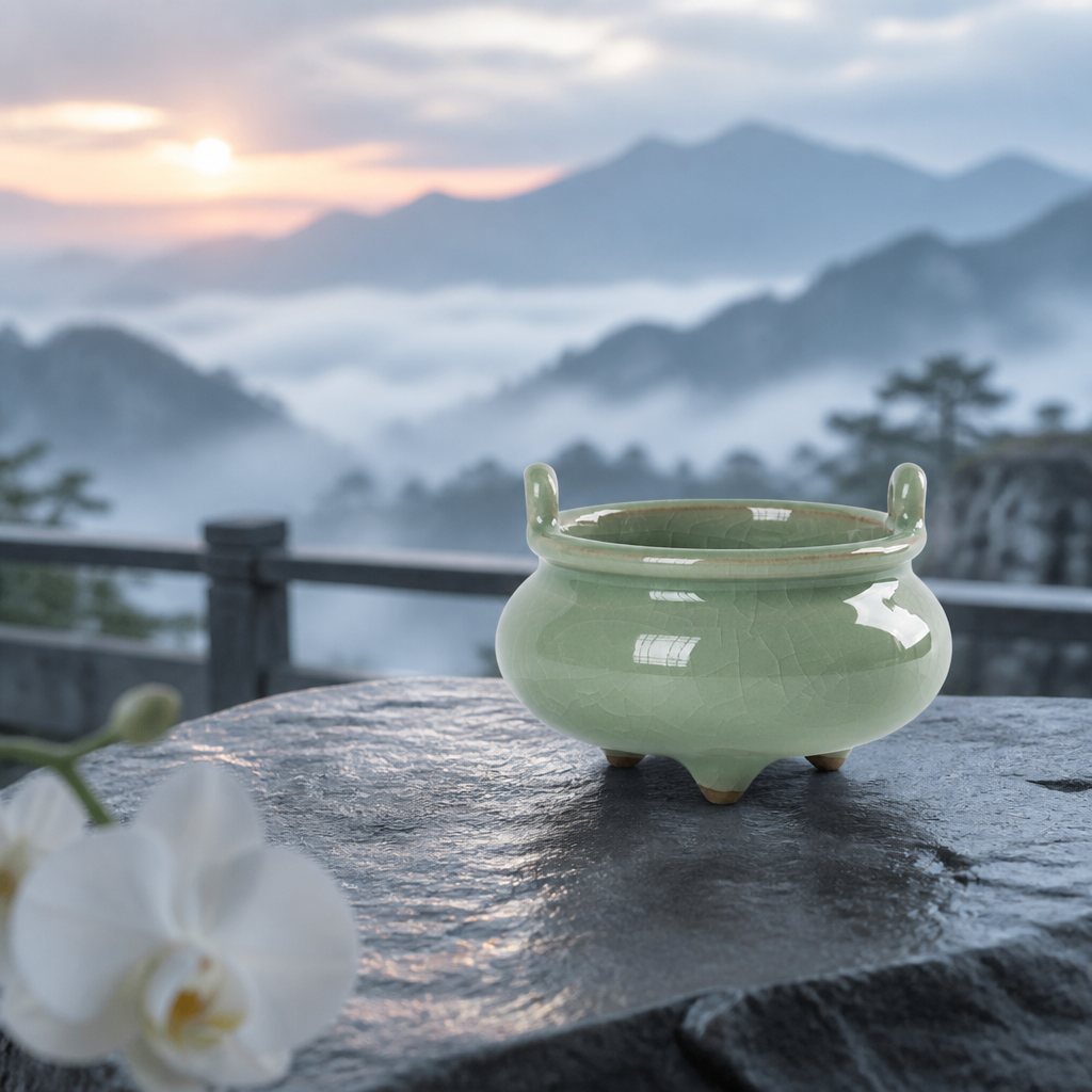 Mountain Mist Celadon Tripod Burner